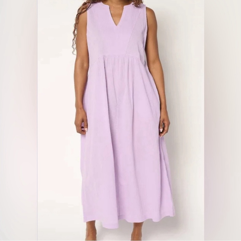 New LOGO by Lori Goldstein Beach to Street Cotton Gauze Dress Lavender -XXSP
